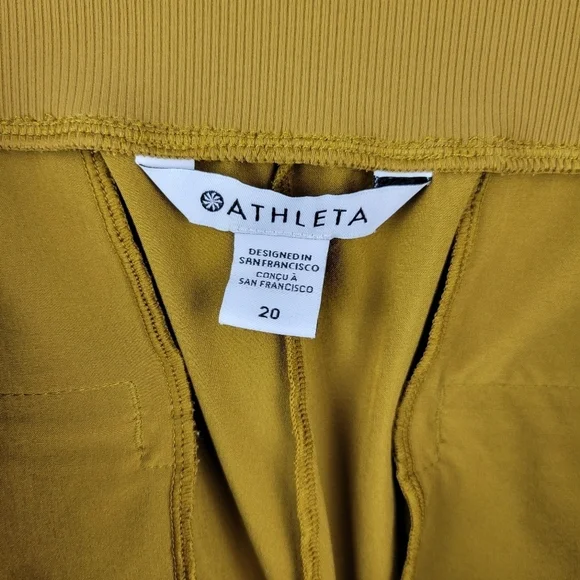 Athleta Nolita Wide Leg waistband Women's pants in Brass Yellow Size 20 #1 - Picture 8 of 14